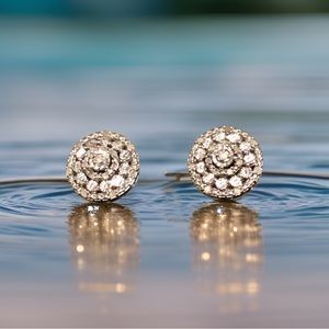 Sterling Silver Diamond Stud Earrings